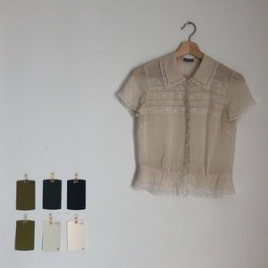 LAST CHANCE Sheer Lace Petite Blouse